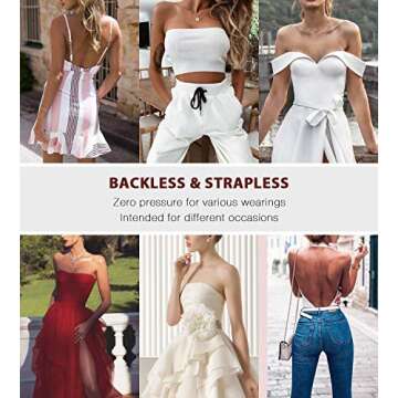 JOATEAY Women's Strapless Self Adhesive Bra Reusable Backless Sticky Push Up Bra Invisible (Nude, Cup D)