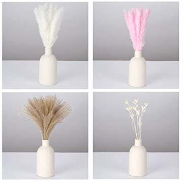Dried Pampas Grass 17'', Set of Fluffy Pink Pampas, White Pampas, Reed Grass,White Flower, Natural Small Pampas Grass Bouquet Perfect for Boho Home Decor, Wedding Decor, Flower Arrangements (75 PCS)