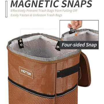 HOTOR Car Trash Can with Magnetic Snaps and Waterproof Lining