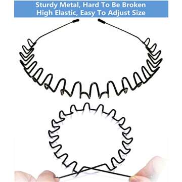 bodbop Metal Hair Band for Men Headband Women Hair Bands Men Unisex Black Wavy Spring Outdoor Sports...