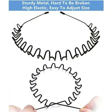 bodbop Metal Hair Band for Men Headband Women Hair Bands Men Unisex Black Wavy Spring Outdoor Sports...