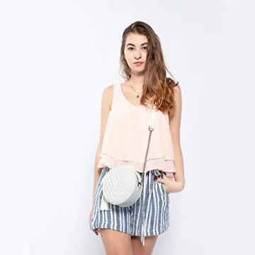 Chic Realer Round Crossbody Purse for Women with Tassel Design