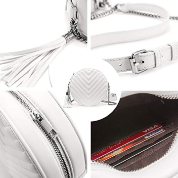 Chic Realer Round Crossbody Purse for Women with Tassel Design