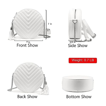 Chic Realer Round Crossbody Purse for Women with Tassel Design