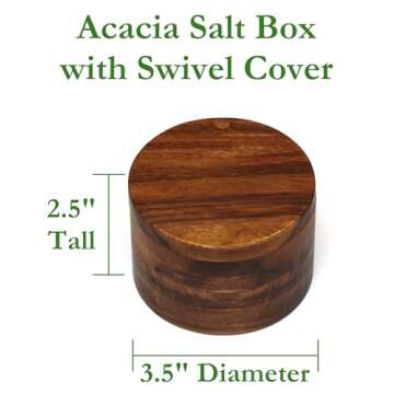 Lipper Acacia Wood Salt or Spice Box with Swivel Cover