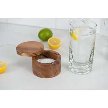 Lipper Acacia Wood Salt or Spice Box with Swivel Cover