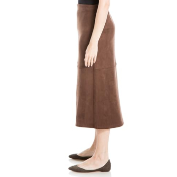 Max Studio Faux Suede High Waist A-Line Midi Skirt