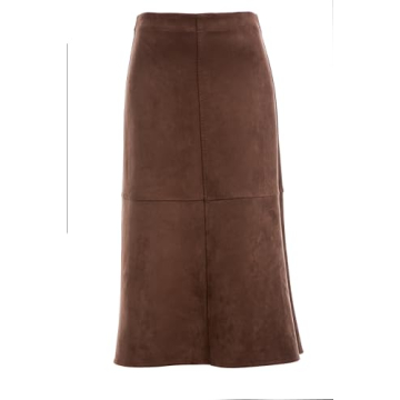 Max Studio Faux Suede High Waist A-Line Midi Skirt