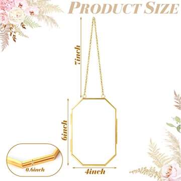 Qunclay 2 Pcs Glass Pressed Flower Frames Hanging Picture Clear Floating Octagon Geometric Double Gl...