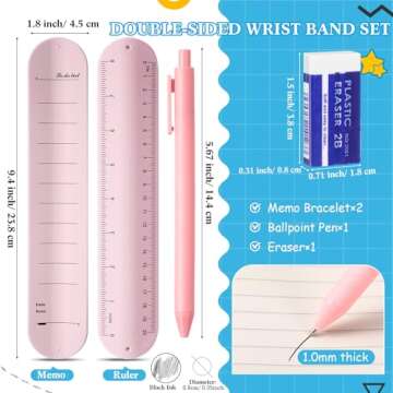 Skyygemm 2 Pcs Nurse Erasable Wristband to Do List Wrist Memo Slap Bracelet with Ballpoint Pen and Eraser Reminder Bracelet Wrist Band Notepad Gifts for Nurse Week Essentials Christmas(Pink)