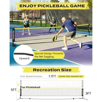 AboveGenius Pickleball Set with Net, Pickleball Paddles Set of 4, Portable Pickleball Net for Driveway, 4 Pickleball Balls, 1 Storage Bag,Indoor Outdoor Pickleball Games Gift (Yellow, 17 FT (NET))