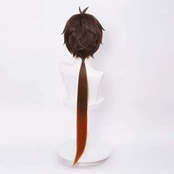Stunning Zhongli Brown Wig for Cosplay - Fluffy with Ponytails