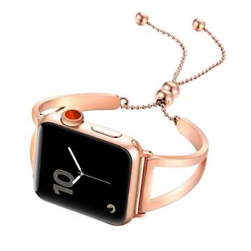 fastgo Bracelet Compatible for Apple Watch Band 38mm 40mm 41mm Women, Jewelry Bling Bands Cuff Stainless Steel Womens for Iwatch SE&Series 7 6 5 4 3 2 1