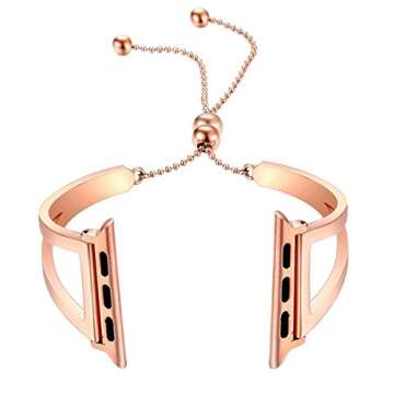 fastgo Bracelet Compatible for Apple Watch Band 38mm 40mm 41mm Women, Jewelry Bling Bands Cuff Stainless Steel Womens for Iwatch SE&Series 7 6 5 4 3 2 1