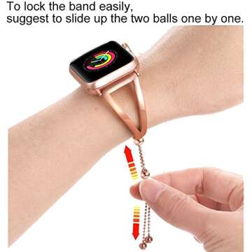 fastgo Bracelet Compatible for Apple Watch Band 38mm 40mm 41mm Women, Jewelry Bling Bands Cuff Stainless Steel Womens for Iwatch SE&Series 7 6 5 4 3 2 1