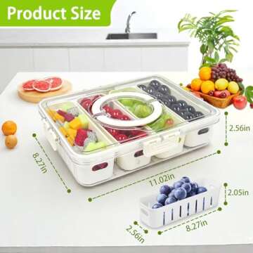 Salad Bar Containers for Fridge – Portable 4 Compartment Tray