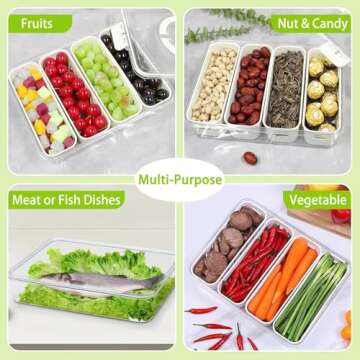Salad Bar Containers for Fridge – Portable 4 Compartment Tray