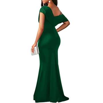 YMDUCH Women's Elegant Sleeveless Off Shoulder Party Evening Dress