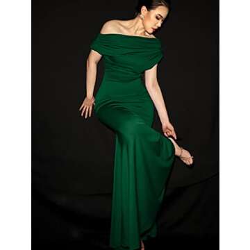 YMDUCH Elegant Sleeveless Off Shoulder Dress for Parties