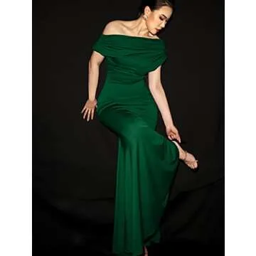 YMDUCH Elegant Sleeveless Off Shoulder Dress for Parties