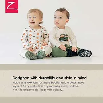 Zutano Unisex Furry Baby Booties with Grippers and Organic Cotton Lining for 24 Months - Stylish, Co...
