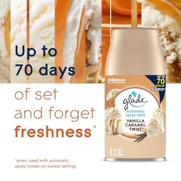 Glade Automatic Spray Refill, Air Freshener for Home and Bathroom, Vanilla Caramel Twist, 6.2 Oz