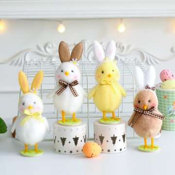Heukikt 4Pcs Plush Easter Chick Tabletop Decor