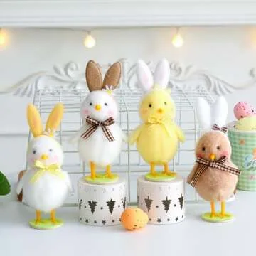 Heukikt 4Pcs Plush Easter Chick Tabletop Decor
