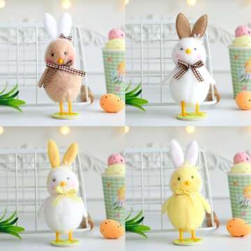 Heukikt 4Pcs Plush Easter Chick Tabletop Decor