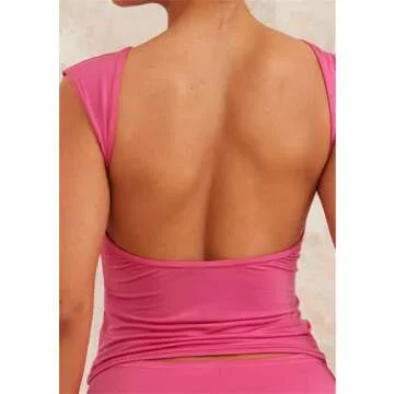 Yuemengxuan Women Sexy Mini Skirts Set Backless Slim Fitted Shirt High Waist Skinny Mini Skirts 2 Piece Outfits Set (Rose Red #B, S)