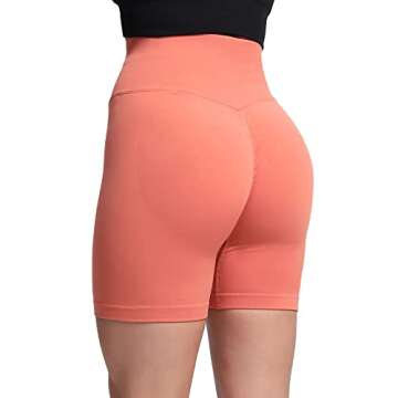 Aoxjox Women's Shorts Scrunch High Waisted Workout Butt Lifting Booty Gym Fitness Biker Short 5"
