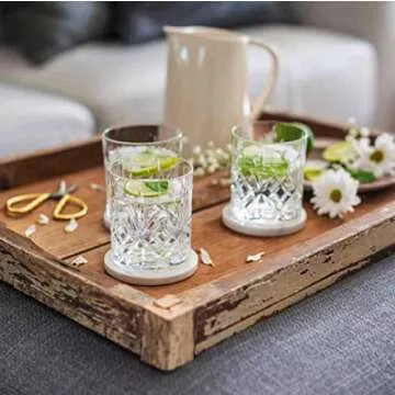 White Marble Stone Coasters for Drinks (100% Real Solid Marble), Set of 6, with Holder | Perfect Housewarming Gift, Wedding Gift, or for Your Kitchen, Living Room, Coffee Table Decor