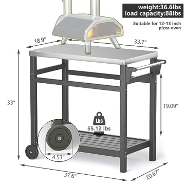 Durable TORVA Outdoor Prep Grill Cart for BBQ Enthusiasts