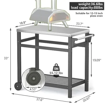Durable TORVA Outdoor Prep Grill Cart for BBQ Enthusiasts