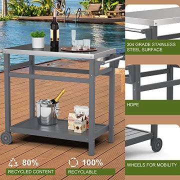 Durable TORVA Outdoor Prep Grill Cart for BBQ Enthusiasts