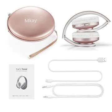 MKay Rose Gold Bluetooth Headphones Wireless for Girls