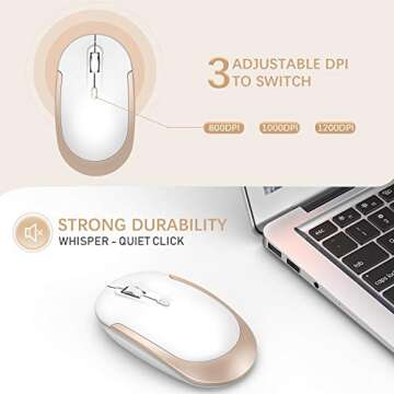 Compact Wireless Keyboard Mouse, 2.4GHz Ultra Thin Small Wireless Keyboard Mouse Combo for Desktop, Laptop (Gold)