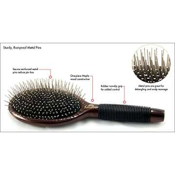 Kenchii Beauty Large Metal Pin Bristle Brush for All Hair Types