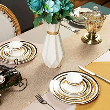 Breling 10 Pack Burlap Table Runners,12 x 71 Inch Rustic Table Runner Boho Place Mats Bulk for Western Wedding Decorations Farmhouse Party Kitchen Coffee Decor(Khaki)