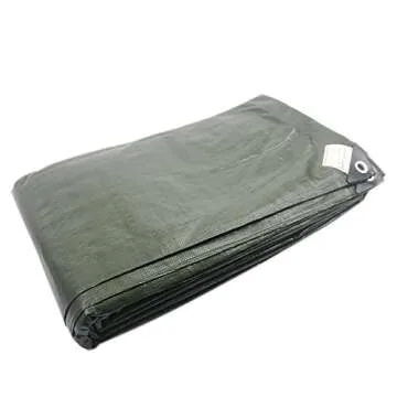 Hanjet Waterproof 10 x 12 Feet Tarp Heavy Duty 9-mil Thick Multi-Purpose Covers Army Green PE Tarpaulin