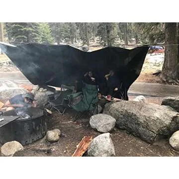 Hanjet Waterproof 10 x 12 Feet Tarp Heavy Duty 9-mil Thick Multi-Purpose Covers Army Green PE Tarpaulin