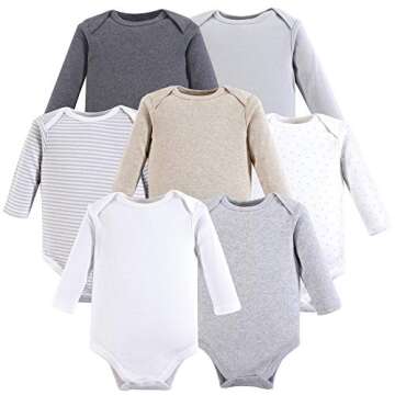 Hudson Baby Unisex Baby Cotton Long-sleeve Bodysuits, Neutral Basic, 0-3 Months US