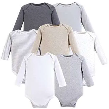 Hudson Baby Unisex Baby Cotton Long-sleeve Bodysuits, Neutral Basic, 0-3 Months US