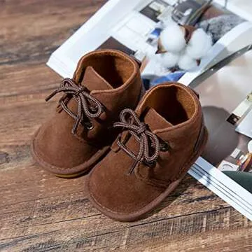 HsdsBebe Baby Boys Girls Oxford Shoes PU Leather Soft Rubber Sole Sneakers Anti-Slip Toddler Ankle Boots Infant Walking Shoes Moccasins(6-12 Months)