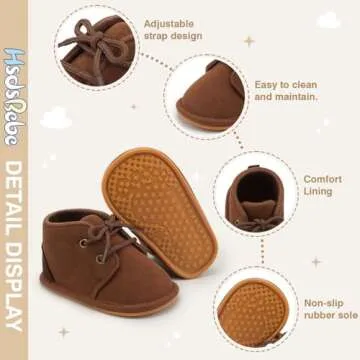 HsdsBebe Baby Boys Girls Oxford Shoes PU Leather Soft Rubber Sole Sneakers Anti-Slip Toddler Ankle Boots Infant Walking Shoes Moccasins(6-12 Months)