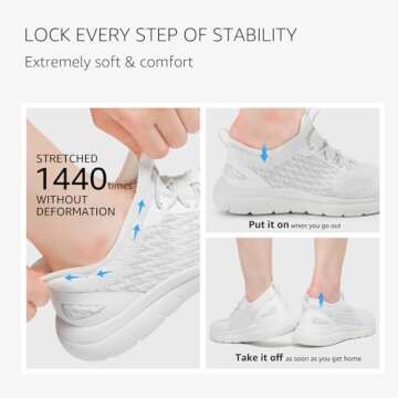 STQ Womens Slip On Walking Shoes with Arch Support Nurse Comfort Lightweight Tennis Breathable Slip ...