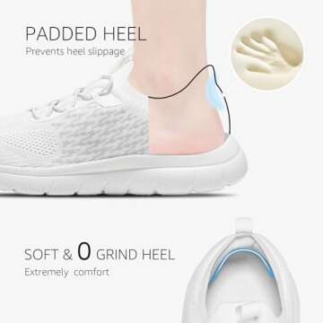 STQ Womens Slip On Walking Shoes with Arch Support Nurse Comfort Lightweight Tennis Breathable Slip On Sneakers Memory Foam White Size 7.5