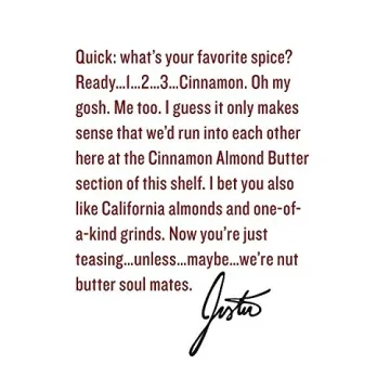 Justin's Cinnamon Almond Butter, Creamy & Gluten-Free 16 Ounce