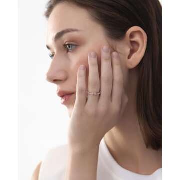 ARTLOVER Size 7 Women's Multi-Color High-Carbon Diamond Eternity Ring | 14K White Gold-Plated S925 Sterling Silver Promise, Engagement, and Wedding Band