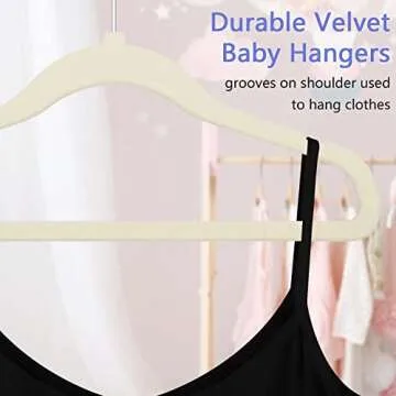 GoodtoU Kids Velvet Hangers Baby Hangers for Closet 20 Pack Non Slip Childrens Infant Hangers Beige